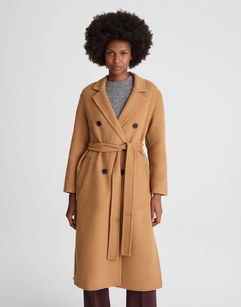 Madewell Women's Double-Faced Brushed Long Coat Peanut Brown Size XL NWT